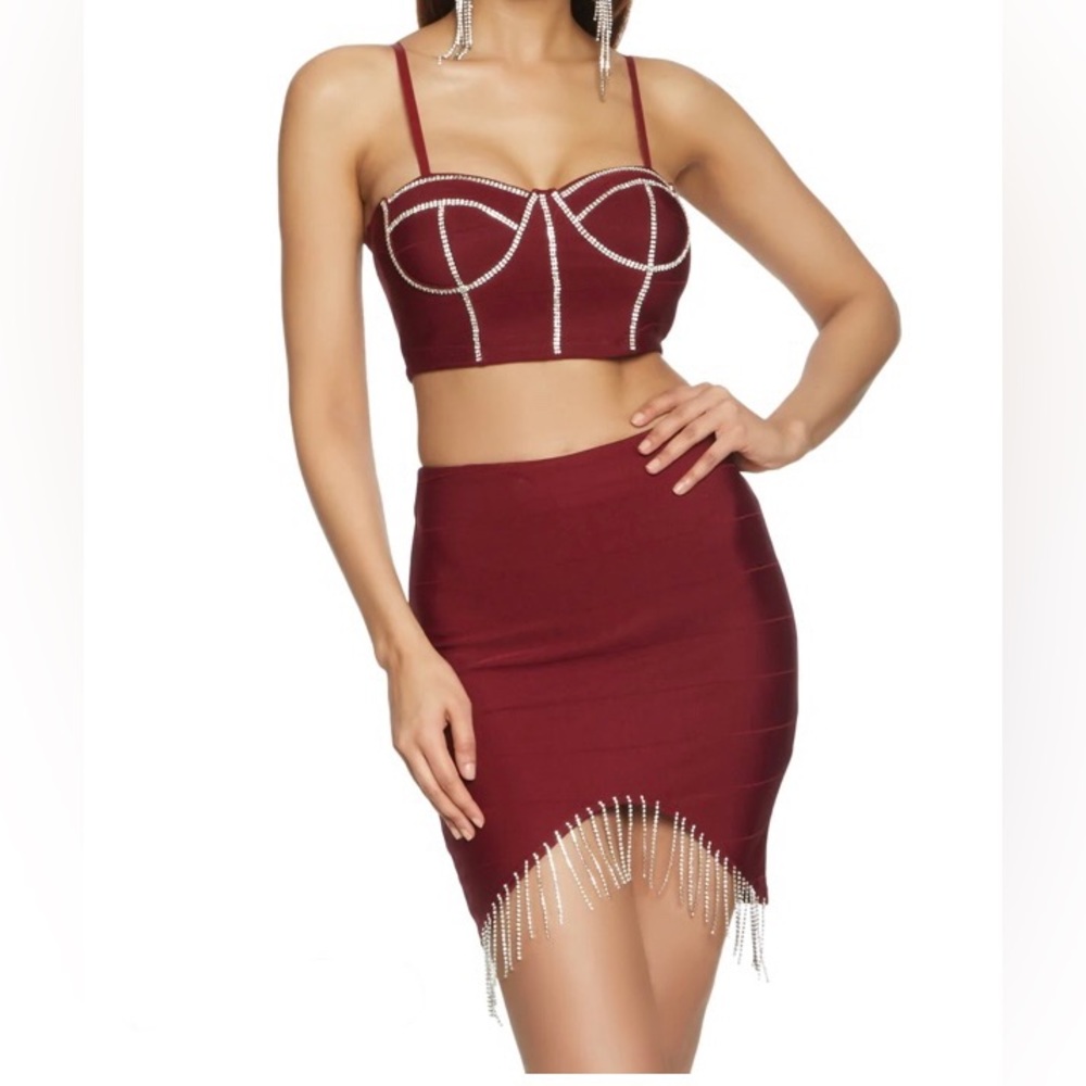 Burgundy Rhinestone Set